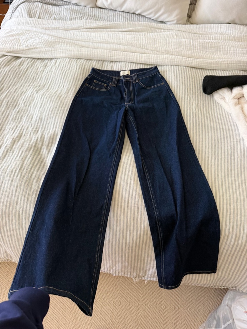 DISSH High-Rise Wide Leg Jeans in Dark Blue